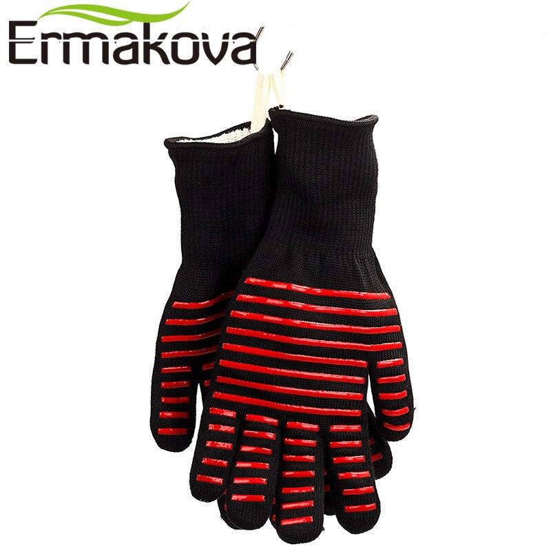 ERMAKOVA BBQ Gloves Heat Resistant Grill Gloves Non-slip Silicone Coated Pot Holders Oven Mitts - BAKEWARE : NEW ZEALAND