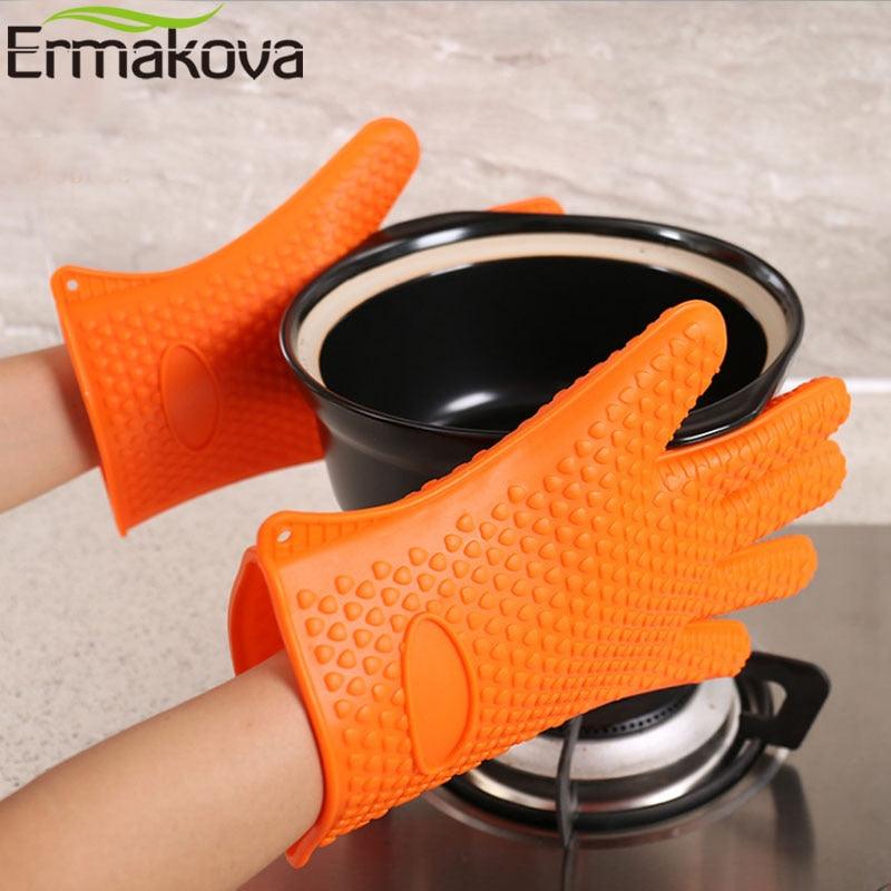 ERMAKOVA Thickening Silicone Glove BBQ Grill Glove Oven Mitts Barbecue Oven Baking Glove Pinch Mitts - BAKEWARE : NEW ZEALAND