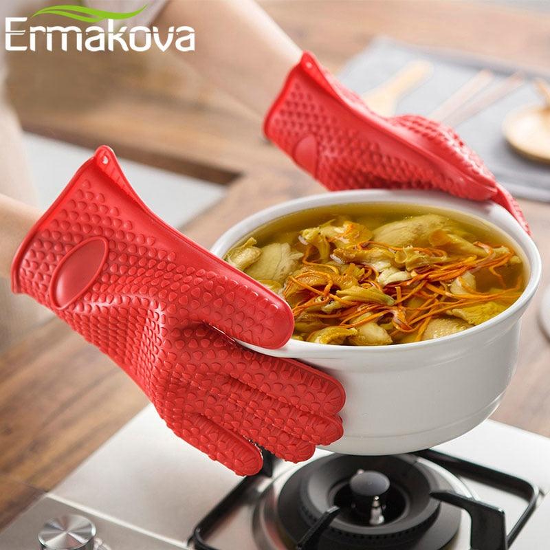 ERMAKOVA Thickening Silicone Glove BBQ Grill Glove Oven Mitts Barbecue Oven Baking Glove Pinch Mitts - BAKEWARE : NEW ZEALAND