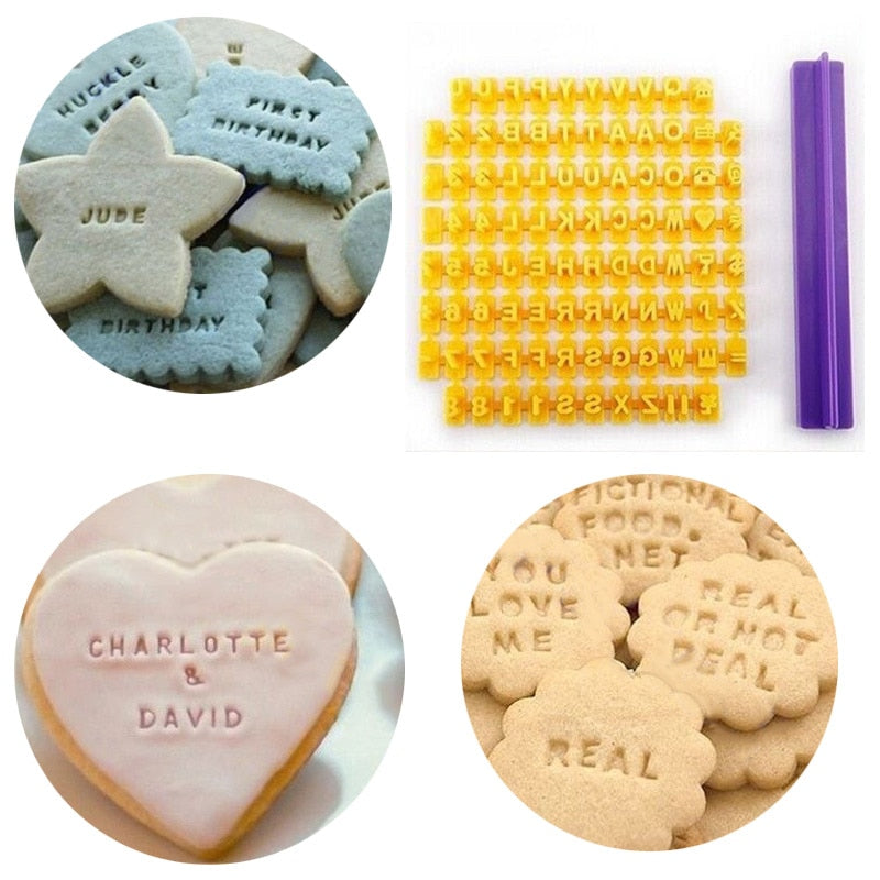 Alphabet Letter Number Cookie Press Stamp Embosser Cutter Fondant Mould Cake Baking Molds