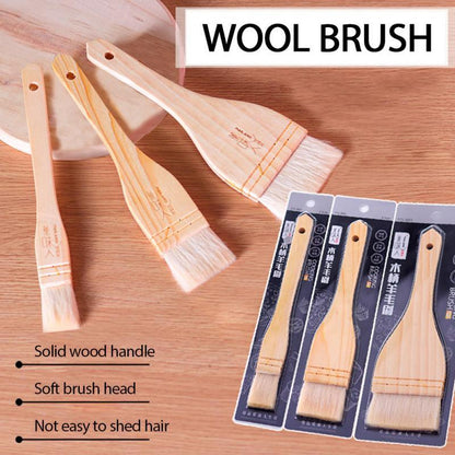 Household Kitchen Brush Barbecue Oil Brush Wooden Handle Wool Flat Mooncake Pastry Baking Brush