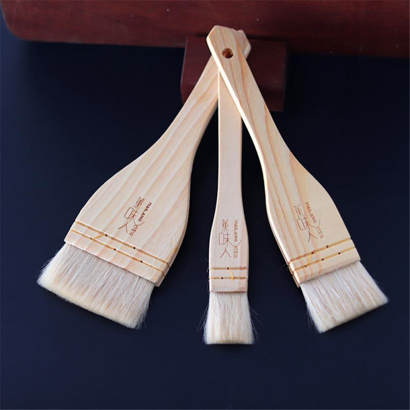 Household Kitchen Brush Barbecue Oil Brush Wooden Handle Wool Flat Mooncake Pastry Baking Brush