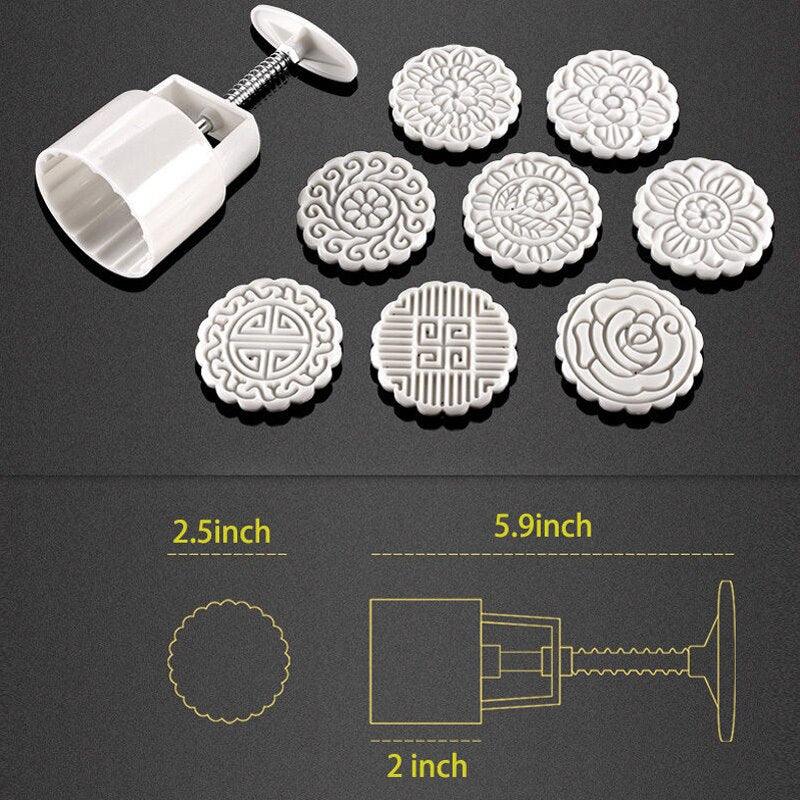 JX-LCLYL 8 Flower Stamps Round 100g Pastry Mooncake Mold Cookies Mooncake Decor