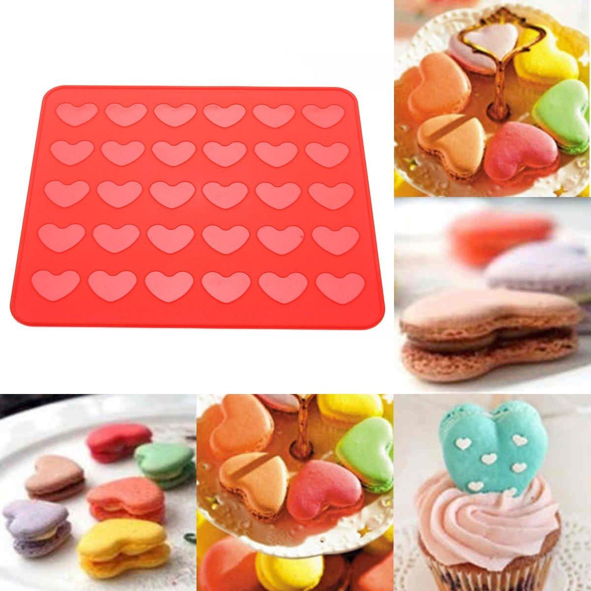 JX-LCLYL Reusable Silicone Heart Shaped Macaron Mat Pastry Sheet Muffin Tray Baking Mold - BAKEWARE : NEW ZEALAND