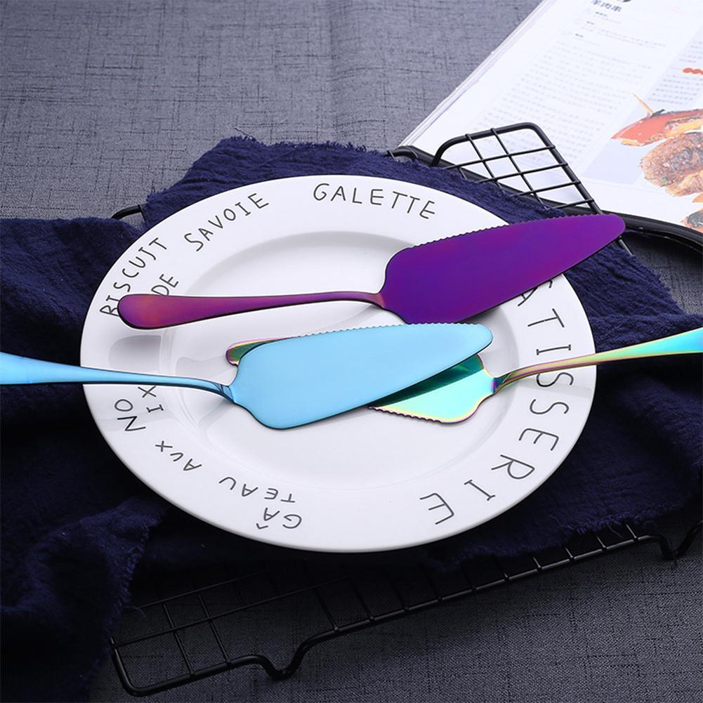 LanLan Colorful Stainless Steel Serrated Edge Cake Server Blade Cutter Pie Pizza Shovel Cake Spatula