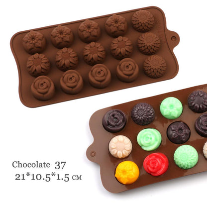 New Silicone Chocolate Mold 3D Shapes Mold Fun Baking Tools For Jelly Candy Numbers Fruit Cake Kitchen Gadgets DIY Homemade