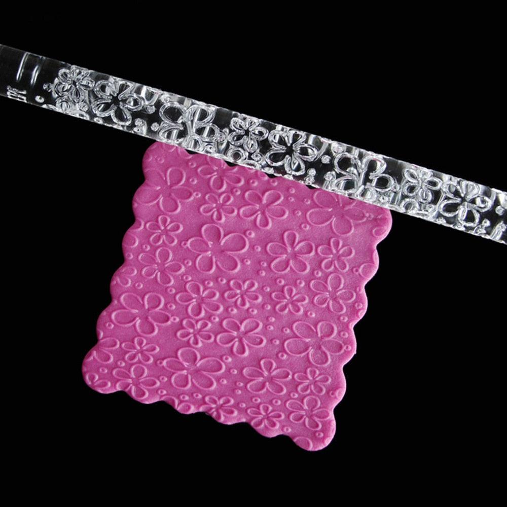 Non-stick Textured Embossing Acrylic Rolling Pin Fondant 2 Patterns Cake Roller - BAKEWARE : NEW ZEALAND