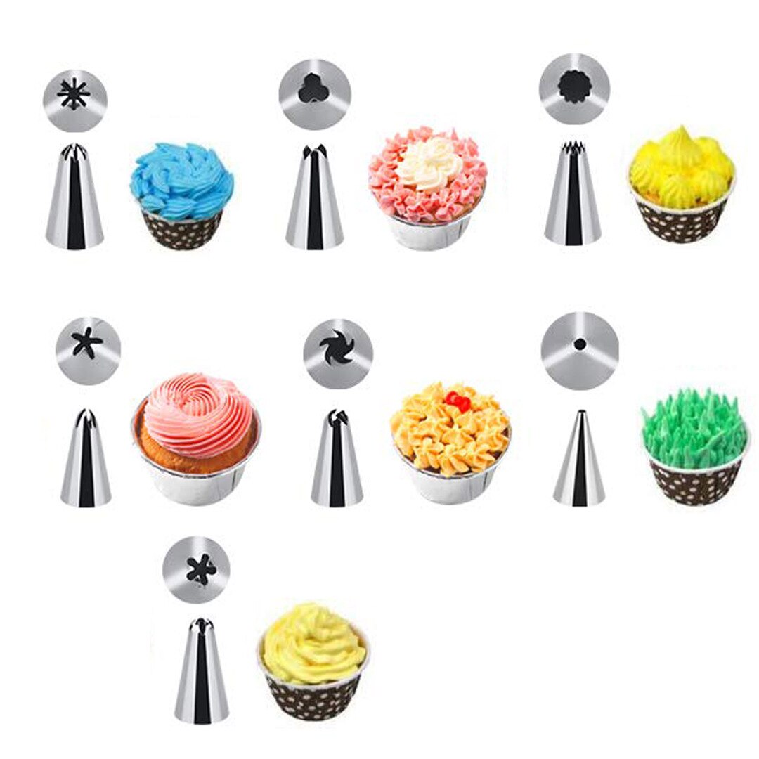 Pastry Nozzles with Bag Set Large Stainless Steel Excavator Eclair Icing Cream Piping Tips Socket