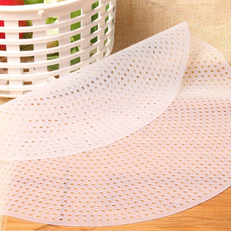 Reusable Kitchen Silicone Steamer Mesh Non-stick Pad Round Shape Dumplings Mat Steamed Buns Baking