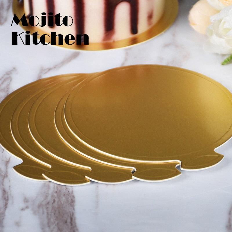 100pcs 8cm Round Mousse Cake Boards Gold Paper Cupcake Dessert Displays Tray Decorative Tools Kit