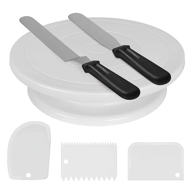 11 Inch Rotating Cake Turntable With Spatulas And Icing Smoother Making/Decorating Tools Kit Baking