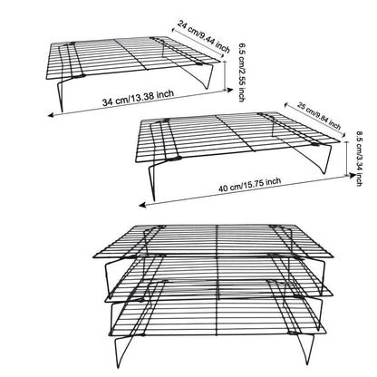 WALFOS 3 layers stackable cooling rack metal cake cookie biscuits bread cooling rack net mat - BAKEWARE : NEW ZEALAND