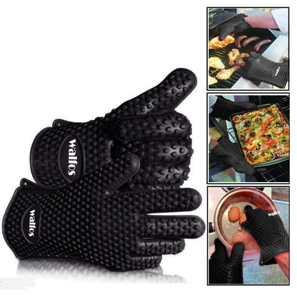 Silicone Oven Kitchen Glove Heat Resistant Thick Cooking BBQ Grill Glove Oven Mitts