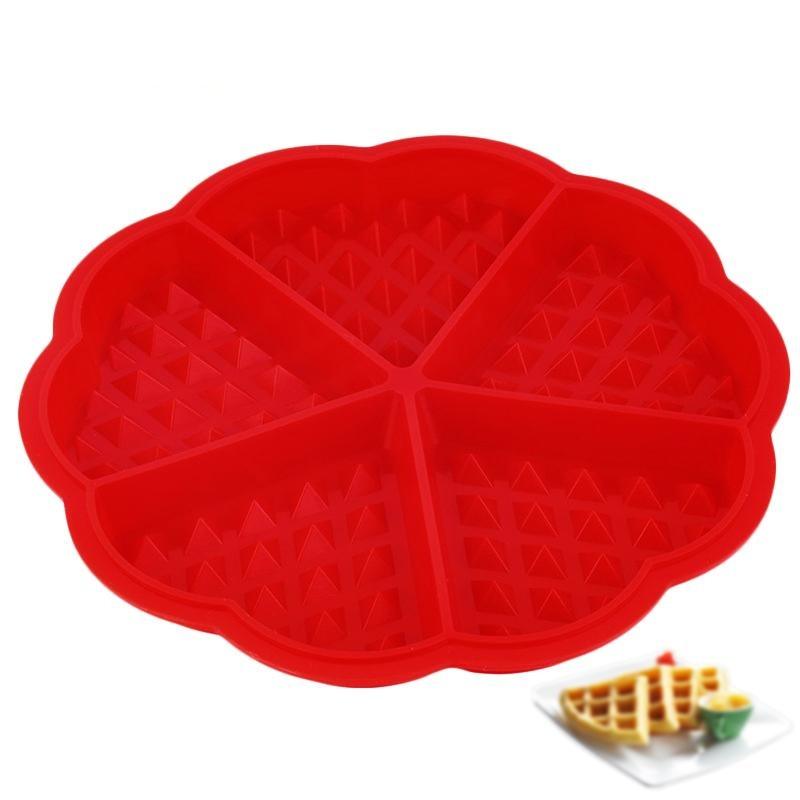 Wind flower Heart Shape Silicone 5-Cavity Waffle Mold Microwave Baking Cookie Cake Muffin Bakeware