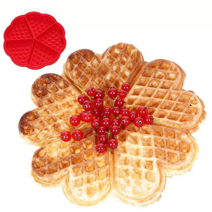 Wind flower Heart Shape Silicone 5-Cavity Waffle Mold Microwave Baking Cookie Cake Muffin Bakeware