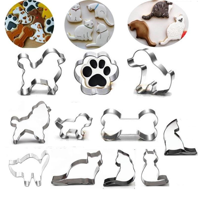 Animal Dogs Cats Kitty Puppy Claw Bone Stainless Steel Cookie Cutter Party Biscuit Mold Fondant Cake