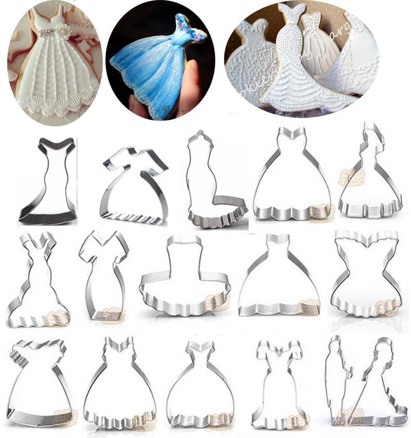 Wedding Dress Metal Cookie Cutters couple Fondant Cake Decor princess Cupcake Chocolate Biscuit